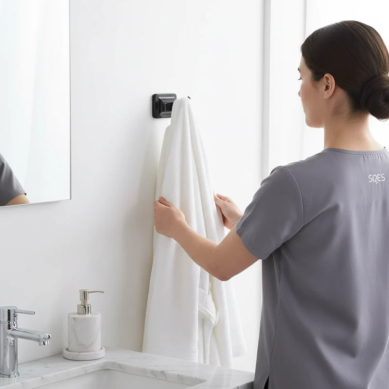 Patère Double UNO Noir - Porte Vêtement Salle de Bain Inoxydable