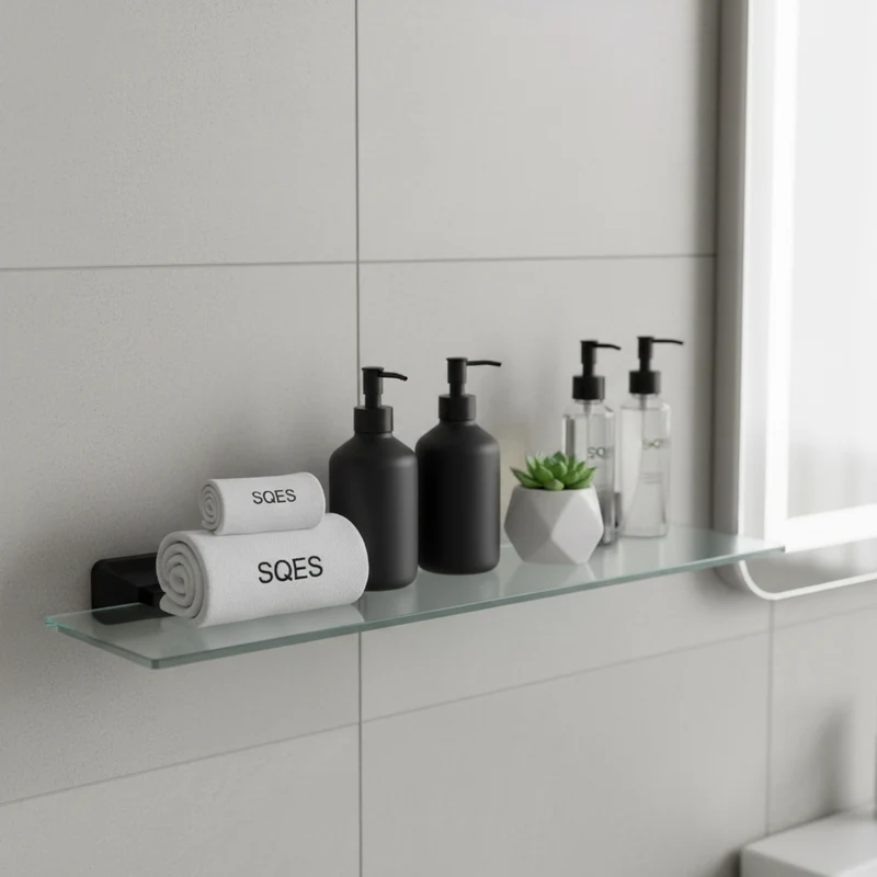 Etagère en Verre UNO Noir 50cm - Tablette Salle de Bain Design