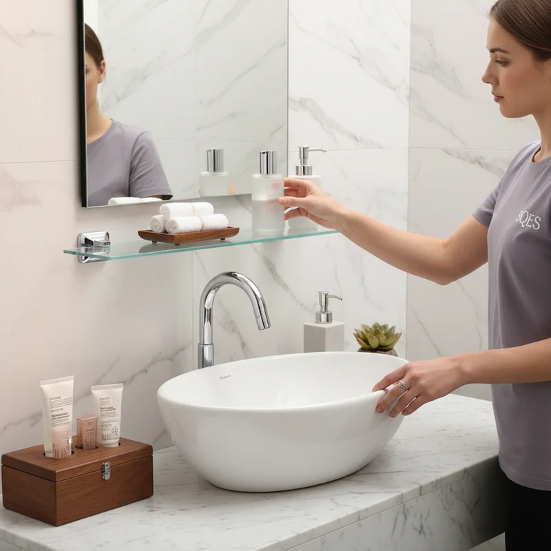 Étagère en Verre UNO Chrome 50cm - Tablette Salle de Bain Design