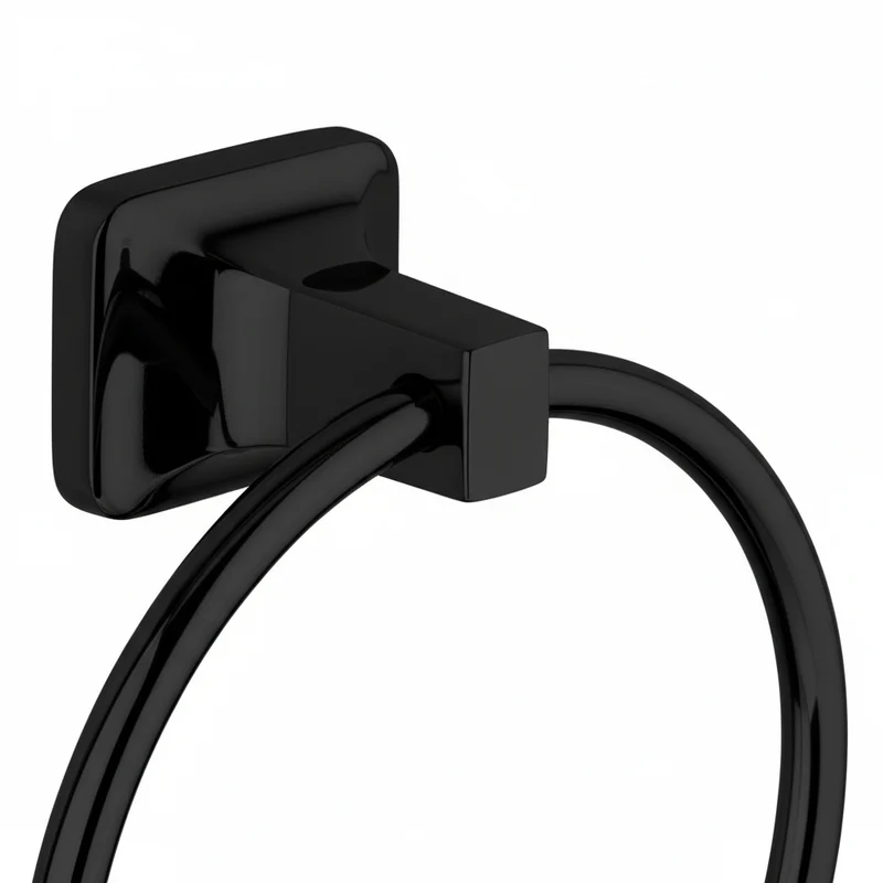 Porte Serviette Anneau UNO Noir - Accessoire Salle de Bain Design