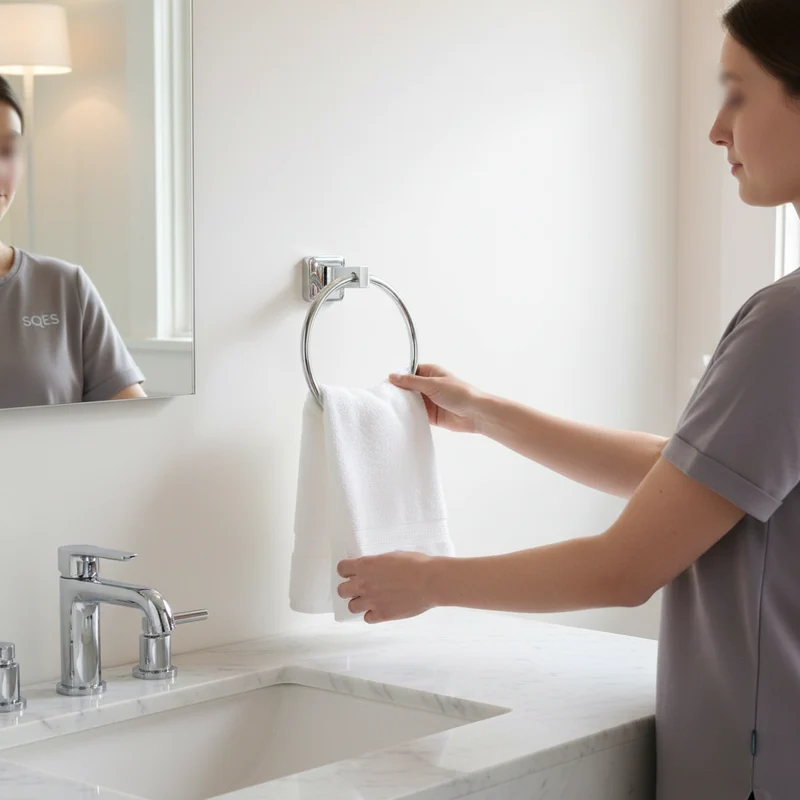 CaMeRo Porte Serviette Anneau UNO Chrome - Accessoire Salle de Bain Design