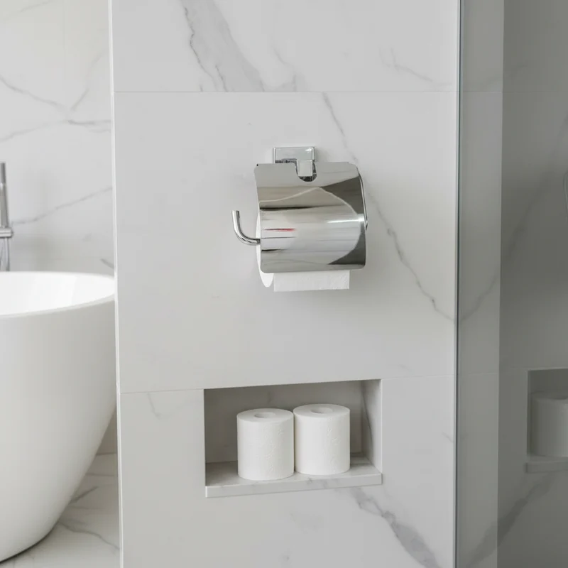 Porte Papier Toilette Chrome Camero MIA avec Couvercle