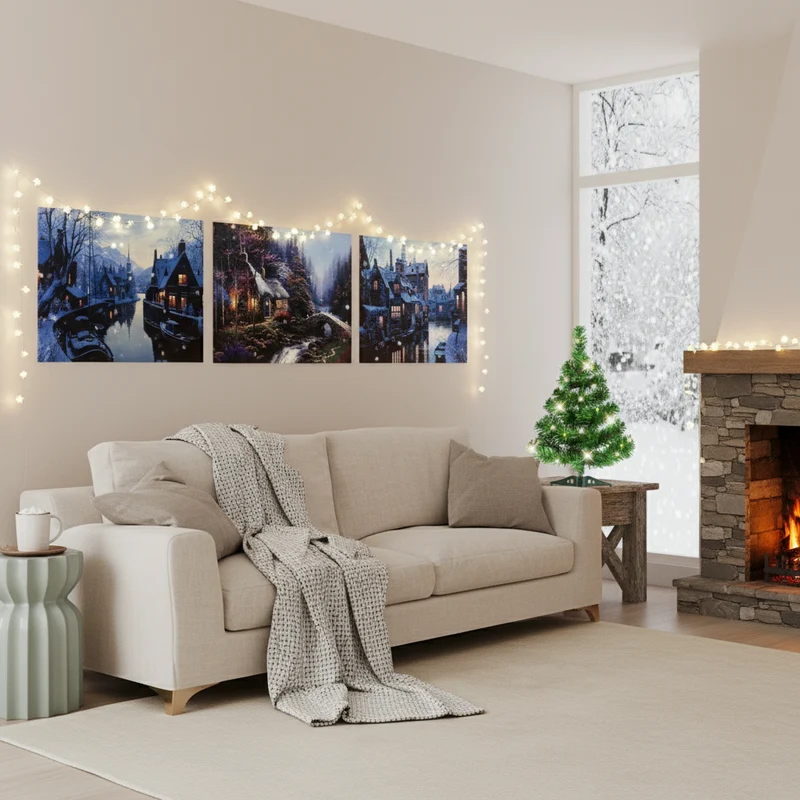 Pack Ambiance Hiver Féerique ❄️ - Tableaux LED + Sapin Lumineux