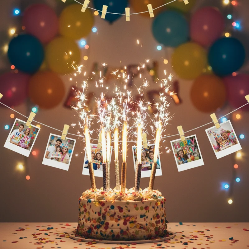 Pack Anniversaire Festif Complet 🎂 - Décoration LED + Bougies