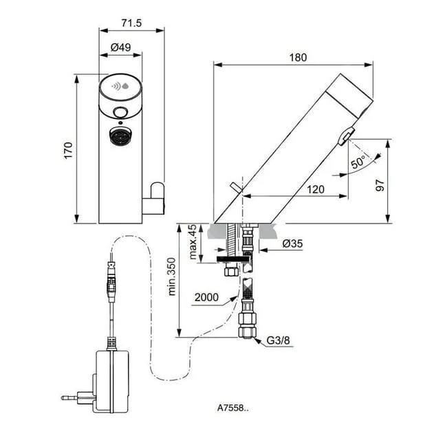 Mitigeur de Lavabo à Commande Électronique à Piles Noir MCM Italie - Article 702704