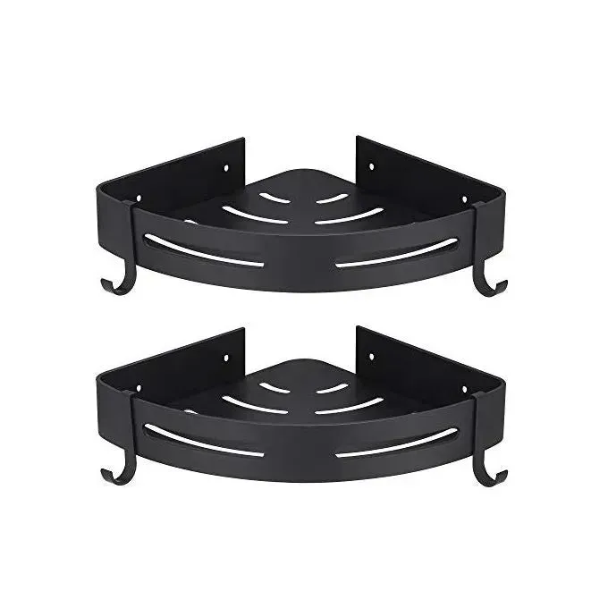 Étagère d'Angle Salle de Bain 2 Niveaux - Rangement Douche Noir