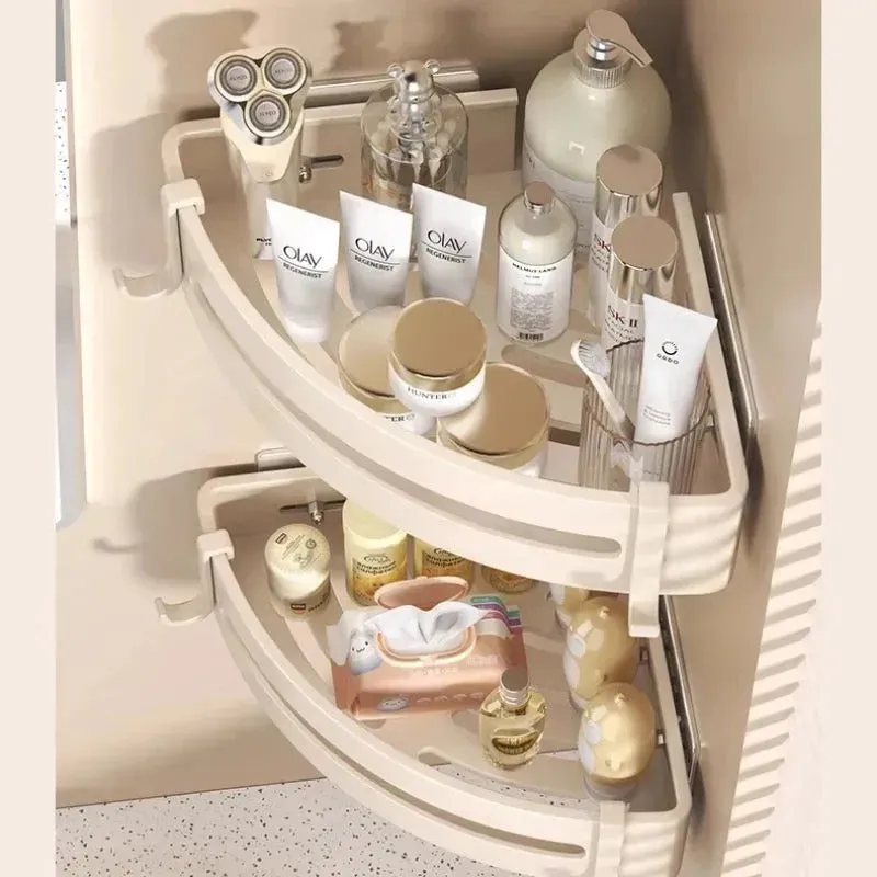 étagères coin de Douche - Etagère d'angle de salle de bain - Noir - Blanc