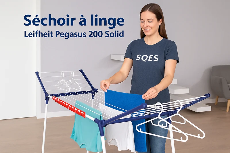 Séchoir sur Pied Leifheit Pegasus 200 Solid - 20m Étendage 2 Machines - Bras Rabattables