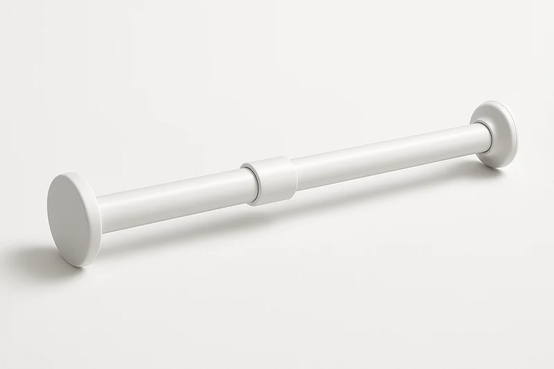 Pack Rideau de Douche 100% Polyester - 180x180cm Blanc Avec Tube Extensible Sans Perçage