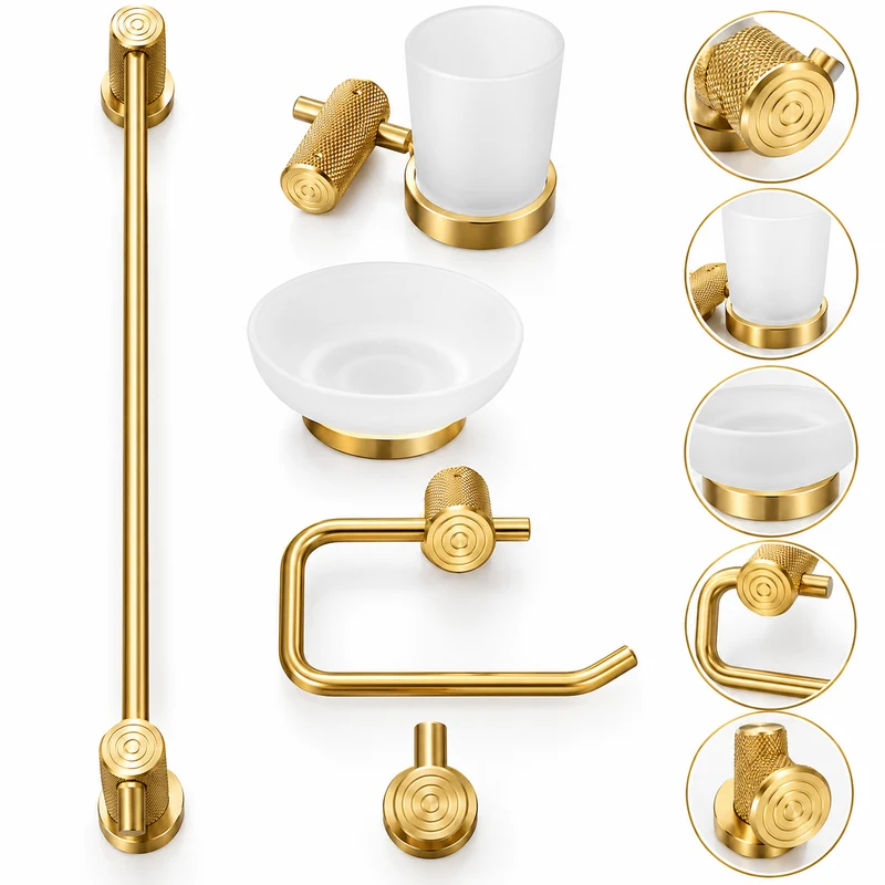 Ensemble accessoire Sale de bain - 5 PCS GOLD DORÉ SDL-54201
