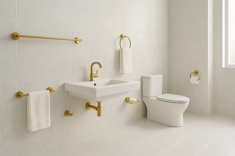 Ensemble accessoire Sale de bain - 5 PCS GOLD DORÉ SDL-54201