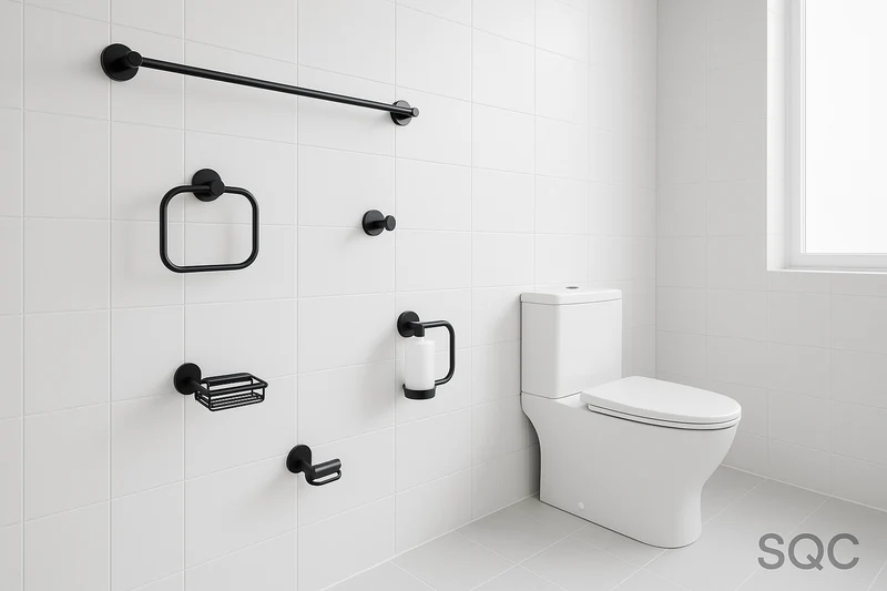 Ensemble accessoire sale de bain - 5 PCS Noir MAT SDL-54200