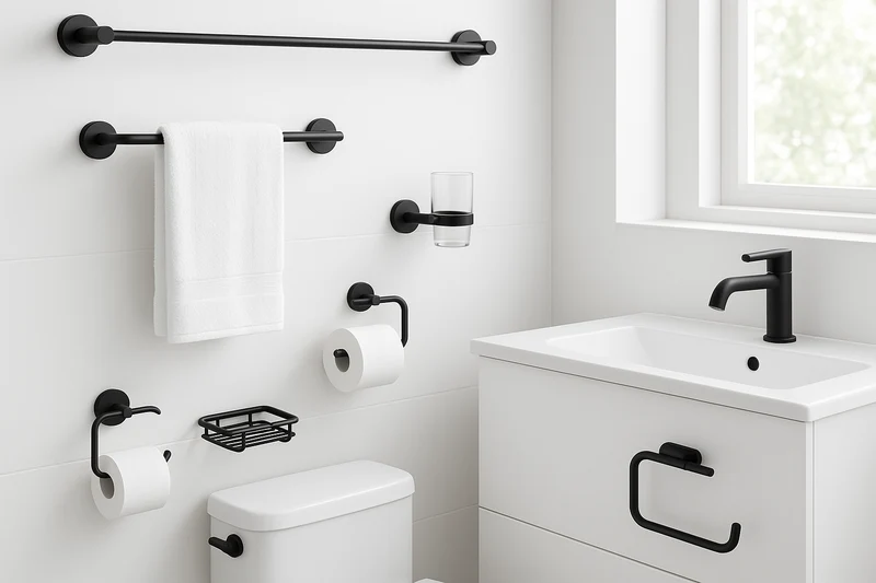 Ensemble accessoire sale de bain - 5 PCS Noir MAT SDL-54200