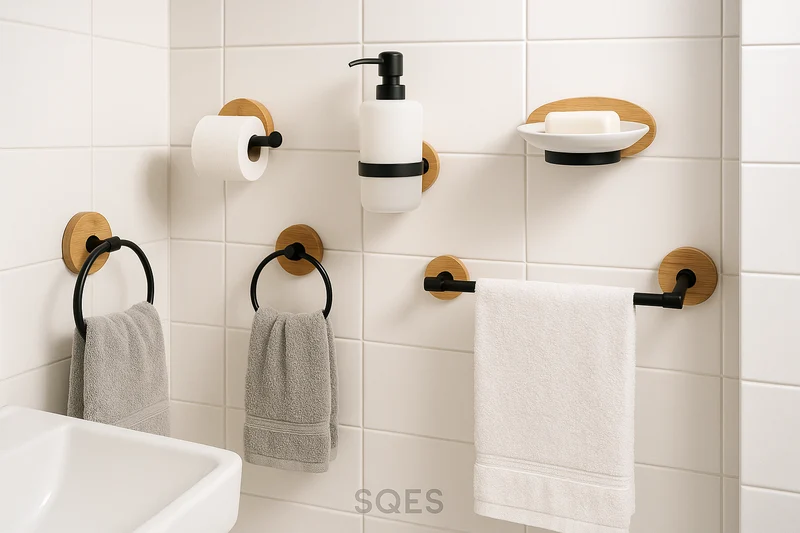 Ensemble accessoire SDB 6 PCS BAMBOO Noir SDL-52300