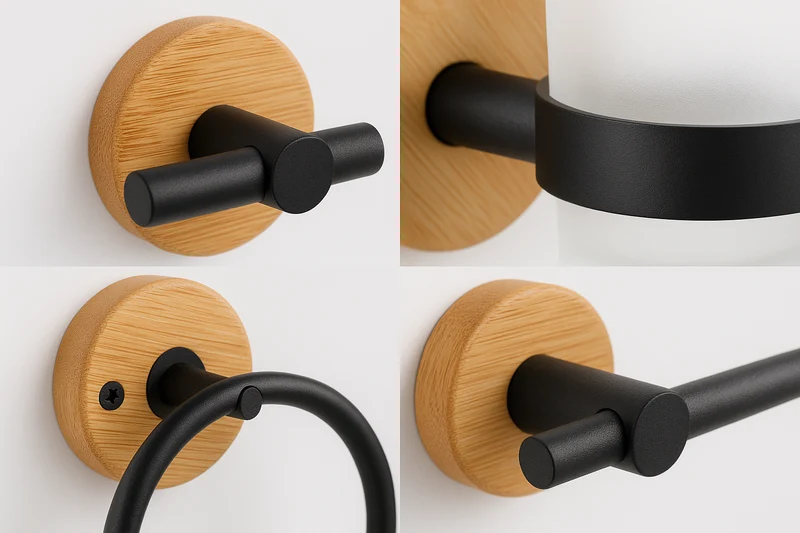 Ensemble accessoire SDB 6 PCS BAMBOO Noir SDL-52300