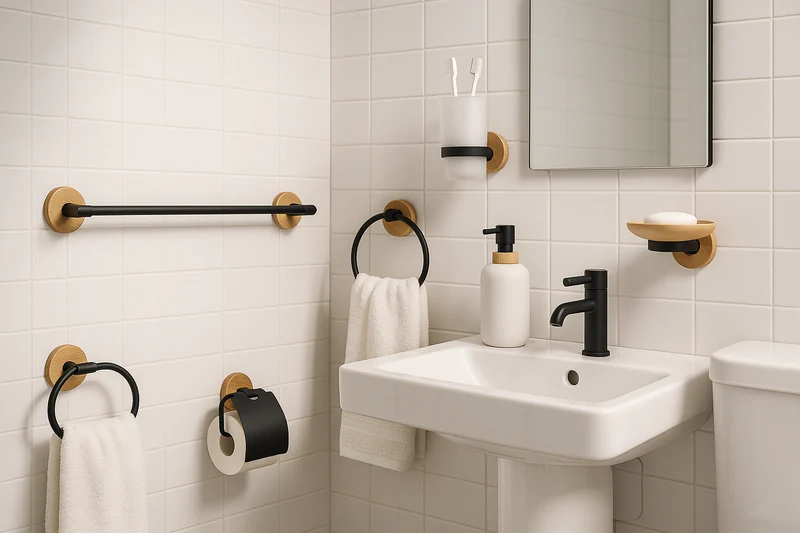 Ensemble accessoire SDB 6 PCS BAMBOO Noir SDL-52300