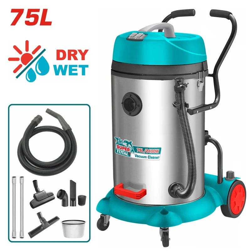 Aspirateur Eau Poussière TOTAL TVC24751 2 Moteurs 2400W Cuve 75L