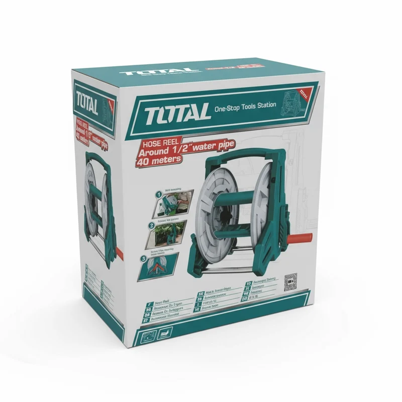 Dévidoir Tuyau TOTAL THHR20124 20m Mural – PVC Triple Couche | Accessoires Inclus