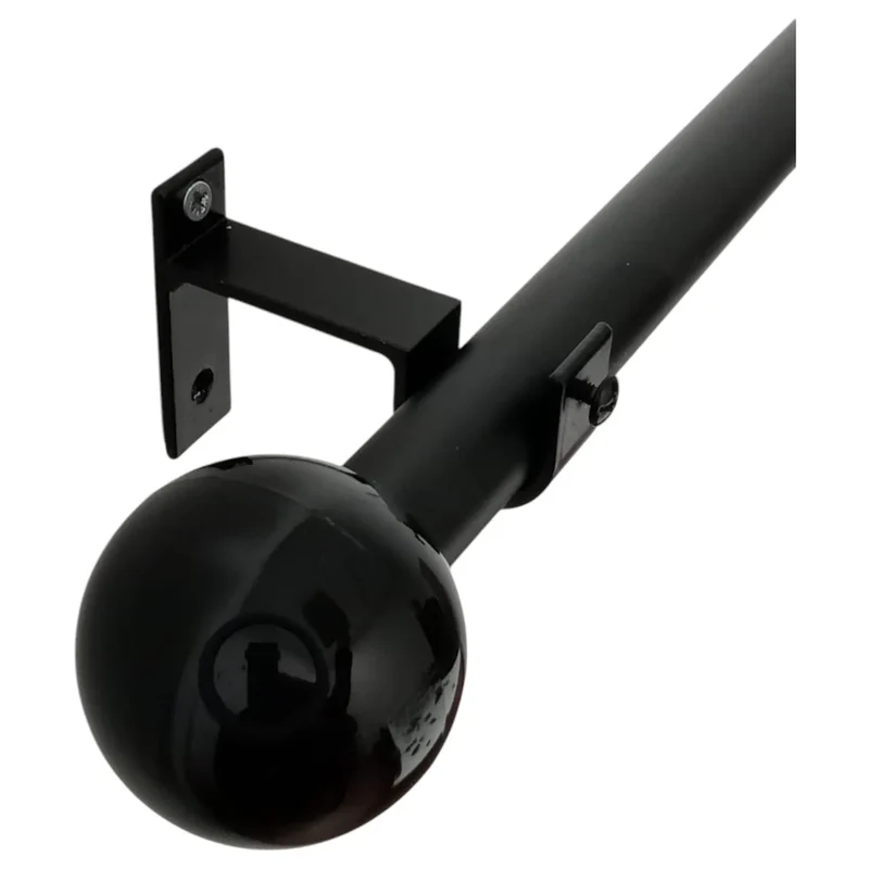 Tringle à rideau avec embouts sphérique Noir - Mhirsi