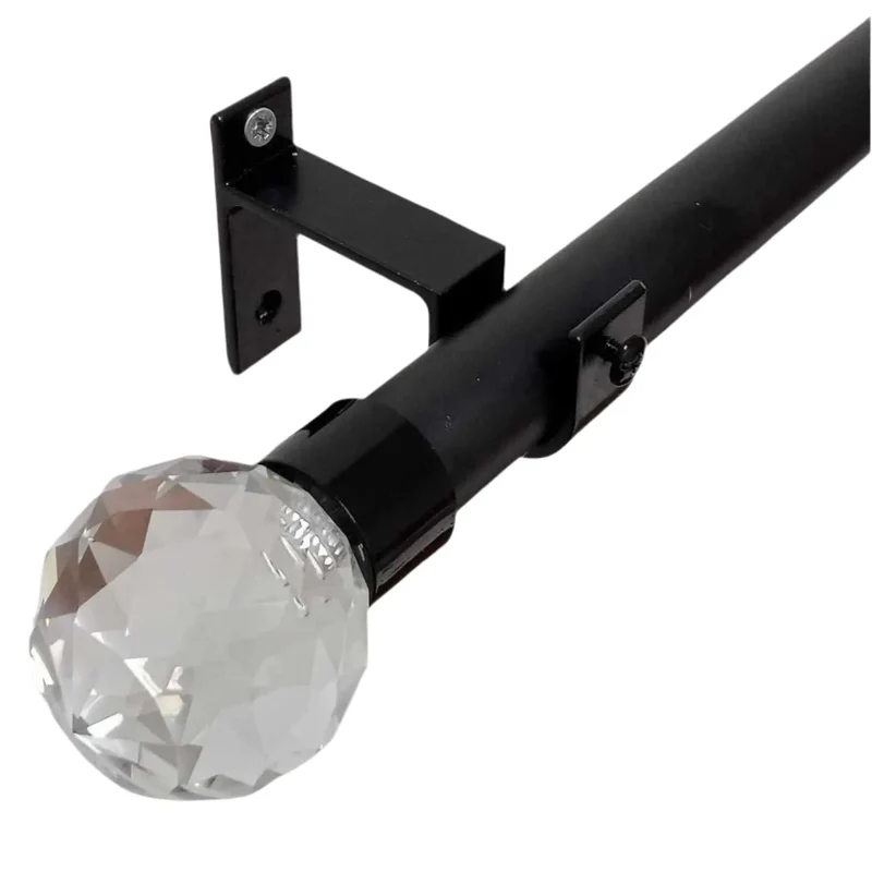 Tringle à rideau avec embouts cristal Noir - Mhirsi
