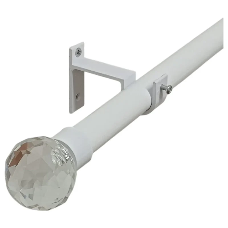 Tringle à rideau avec embouts cristal Blanc - Mhirsi