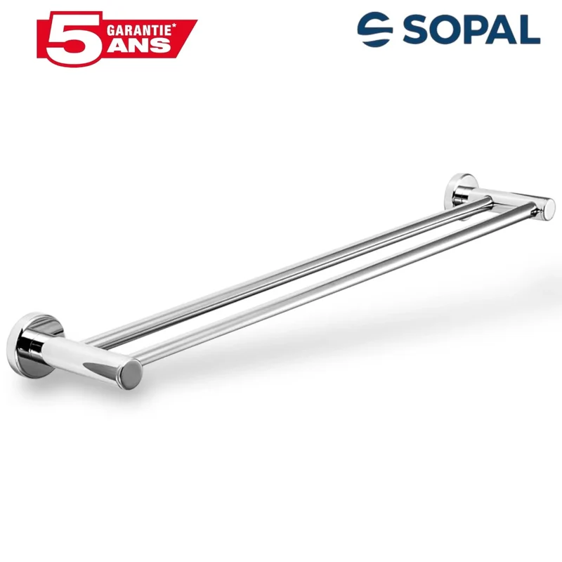 Porte-Serviette Double SOPAL Série Yasmine — Inox Brossé