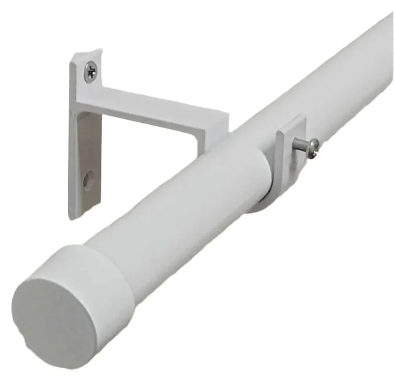 Tringle à rideau avec embouts cylindriques Blanc - Mhirsi