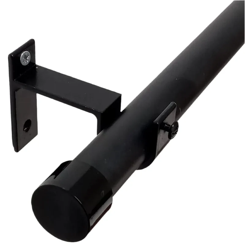 Tringle à rideau avec embouts cylindriques Noir - Mhirsi