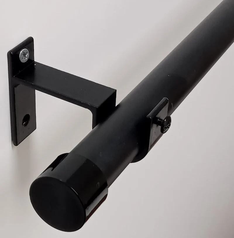 Tringle à rideau avec embouts cylindriques Noir - Mhirsi