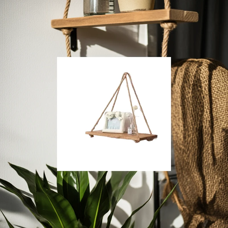 Etagère murale suspendue en bois Naturelle - Etagère lumineuse