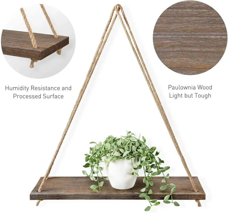 Etagère murale suspendue en bois Naturelle - Etagère lumineuse