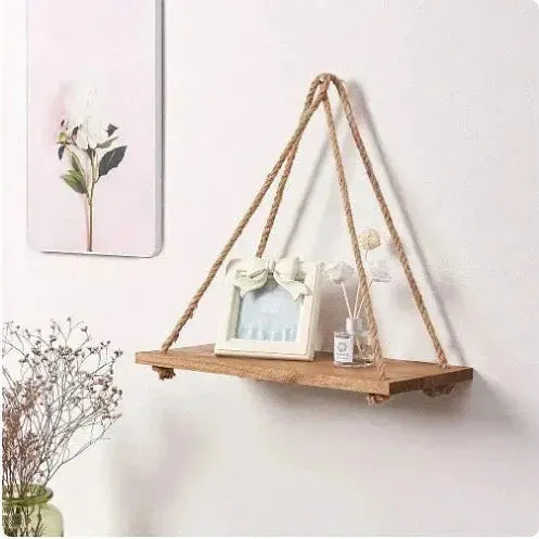 Etagère murale suspendue en bois Naturelle - Etagère lumineuse
