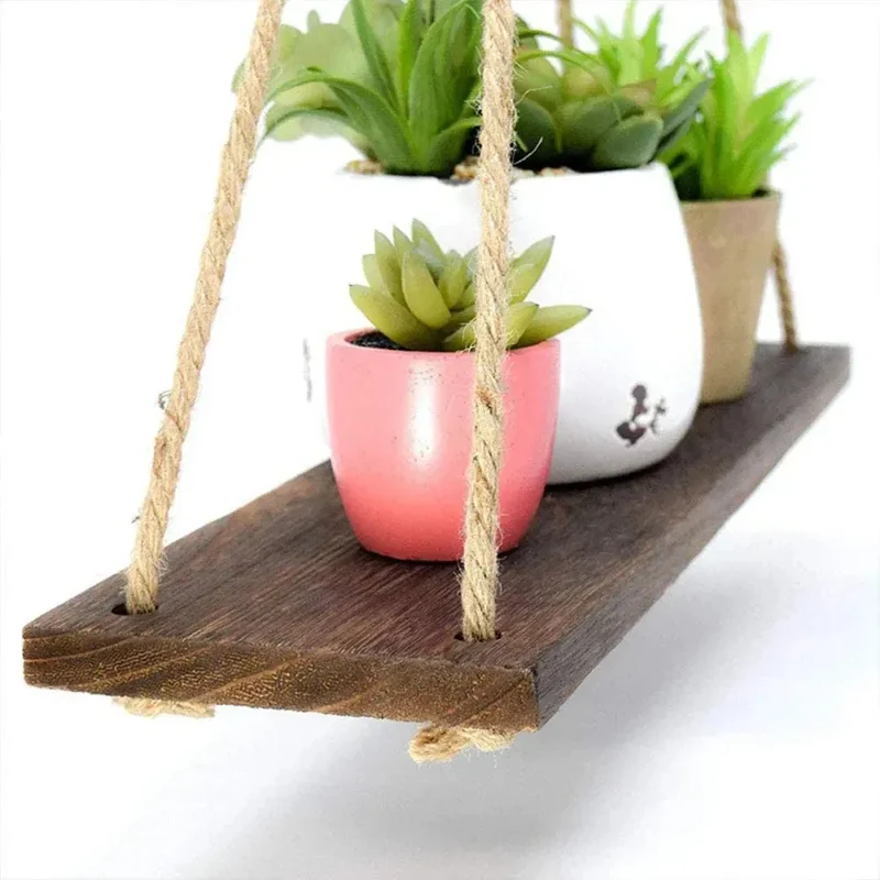 Etagère murale suspendue en bois Naturelle - Etagère lumineuse