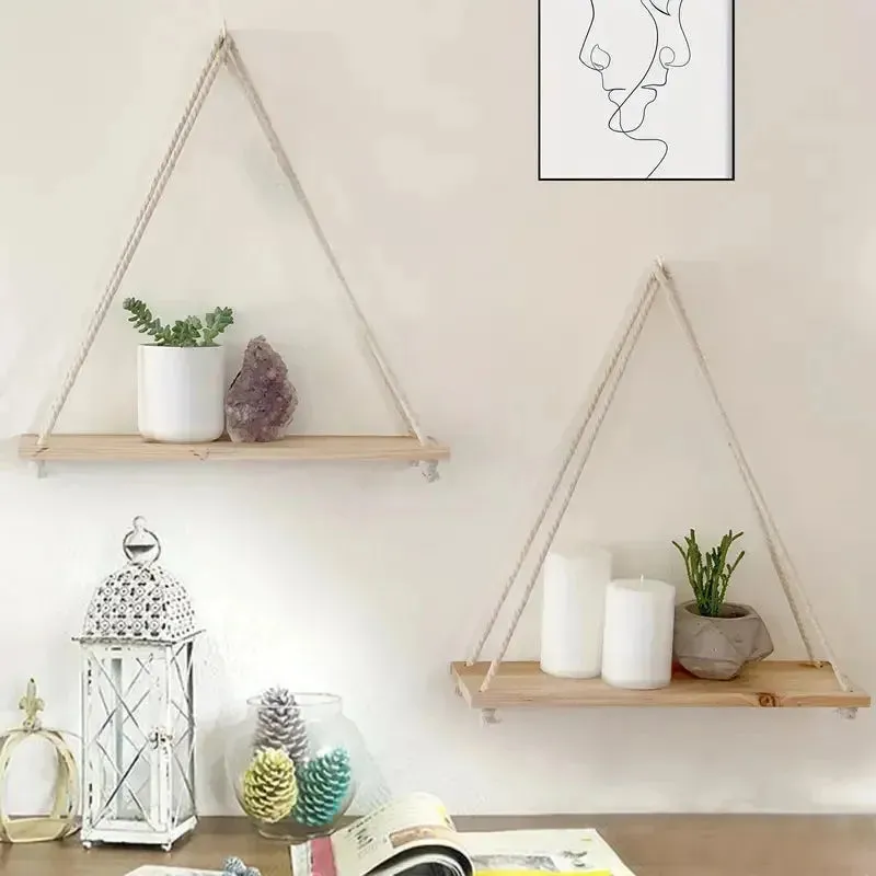 Etagère murale suspendue en bois Naturelle - Etagère lumineuse