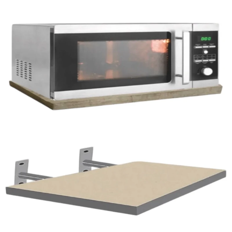 Support micro-ondes flottant avec fixation invisible 50cm/40cm/4cm bois stratifié blanc