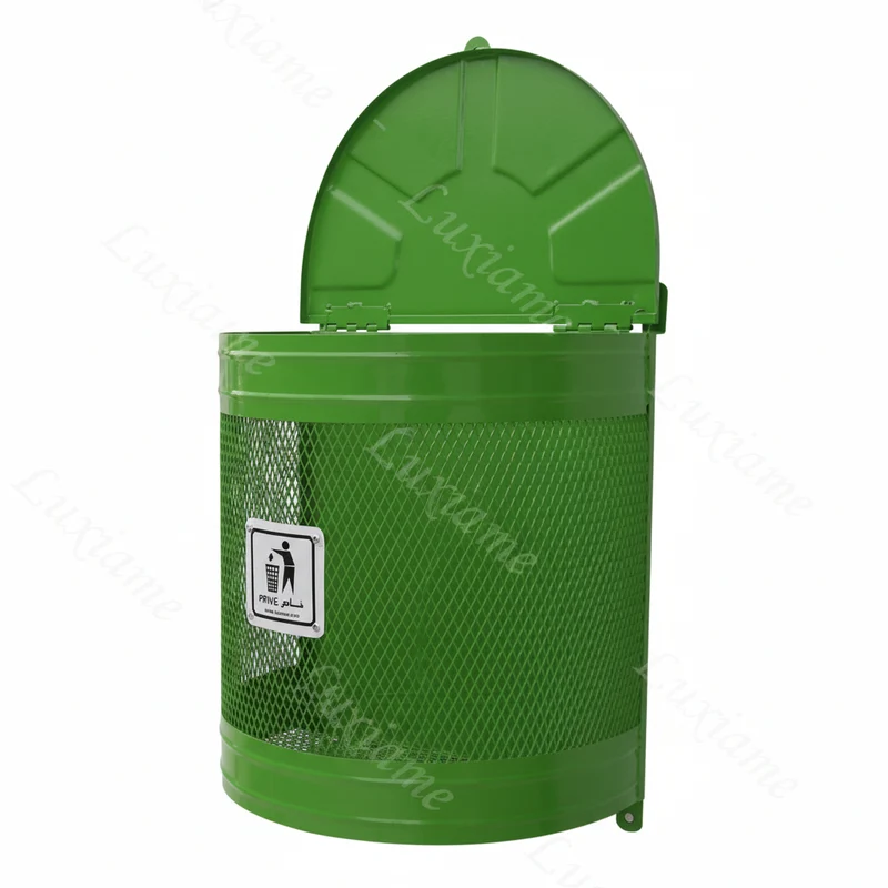 Poubelle murale avec couvercle 55 litres - Poubelle demi rond avec couvercle murale