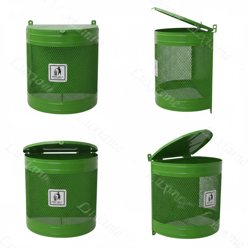 Poubelle murale avec couvercle 55 litres - Poubelle demi rond avec couvercle murale