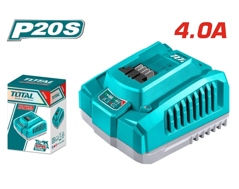 Chargeur Rapide TOTAL TFCLI20411 – 20V 4,0A Compatible Tous Outils TOTAL