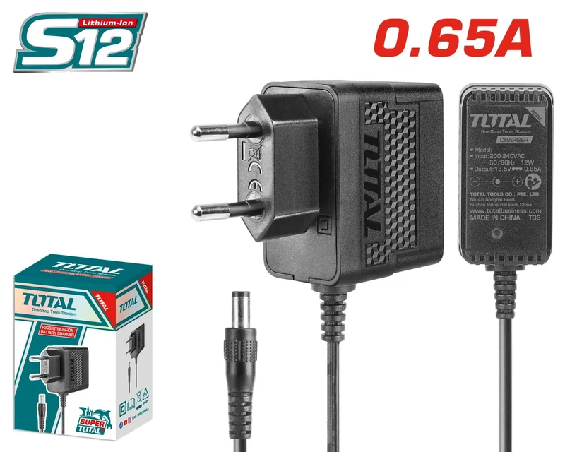 Chargeur Batterie TOTAL TFCLI2071 – 12V 0,65A Compatible Tous Outils TOTAL