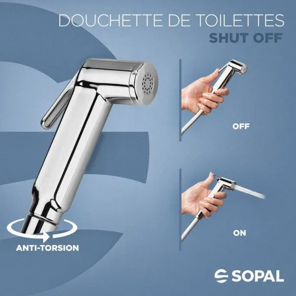 Kit Douchette Toilette Chromée SOPAL avec Shut Off et Support Mural