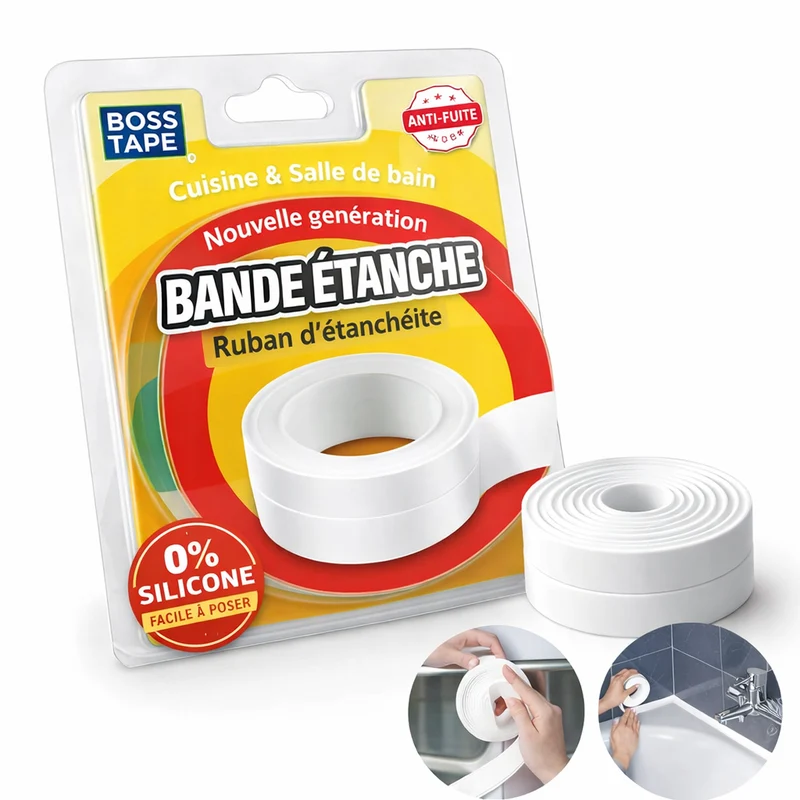 Ruban Calfeutrage BOSS TAPE Blanc - Joint Étanche Cuisine et Salle de Bain