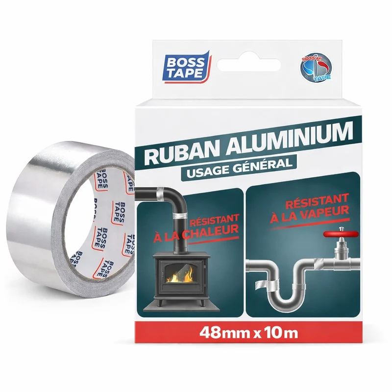 Ruban Aluminium BOSS TAPE 48mm x 10m – Ultra Résistant Chaleur