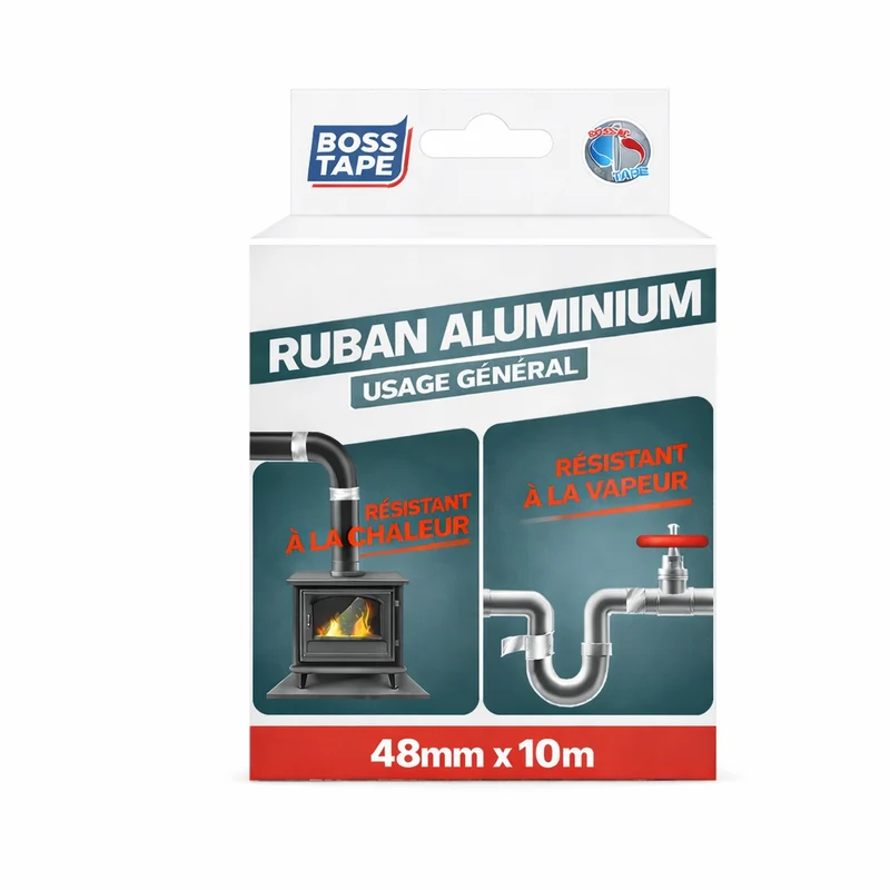 Ruban Aluminium BOSS TAPE 48mm x 10m – Ultra Résistant Chaleur