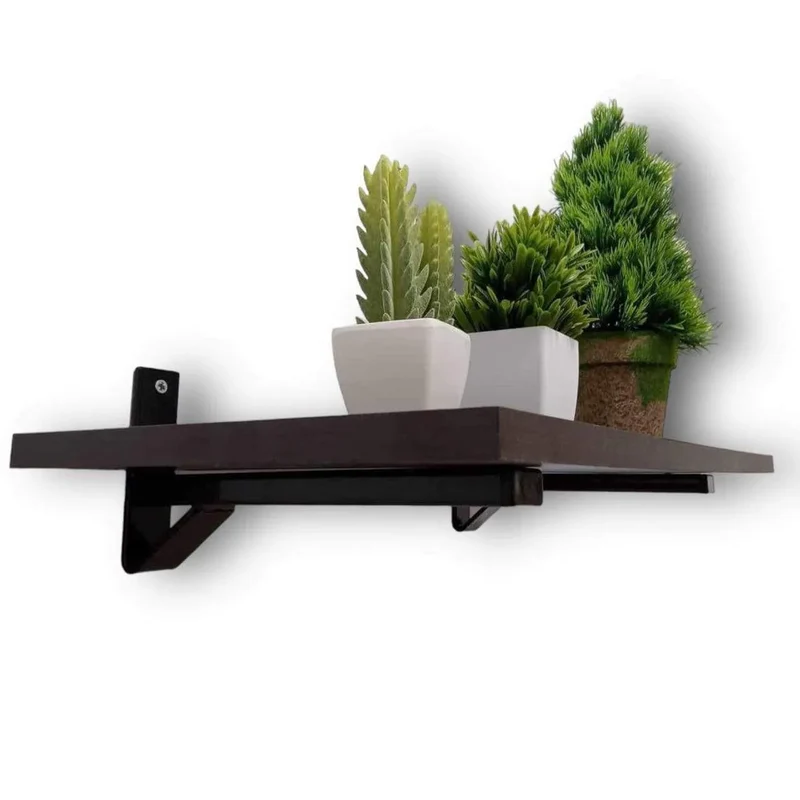 Lot de 2 Supports d'étagère robustes, Equerres muraux en tube métallique Noir