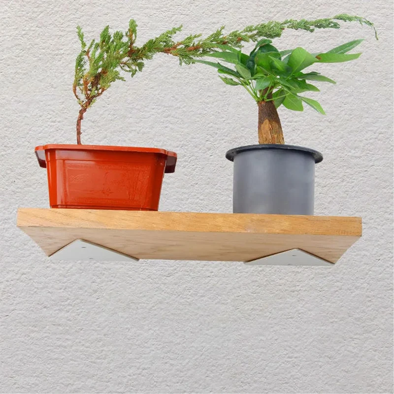 Lot de 2 Support d'étagère triangulaires en acier Argent