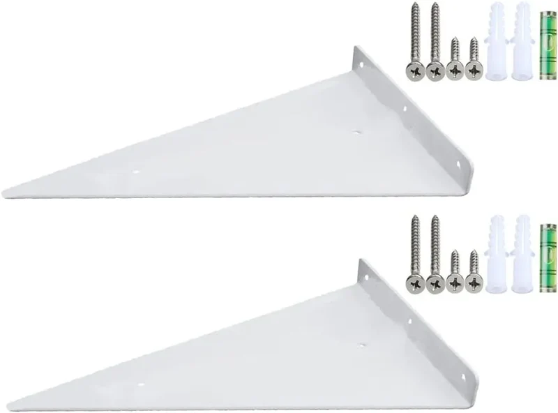 Lot de 2 Support d'étagère triangulaires en acier Blanc