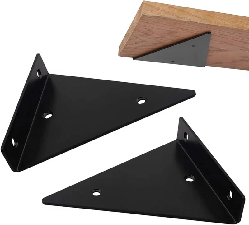 Lot de 2 Support d'étagère triangulaires en acier noir