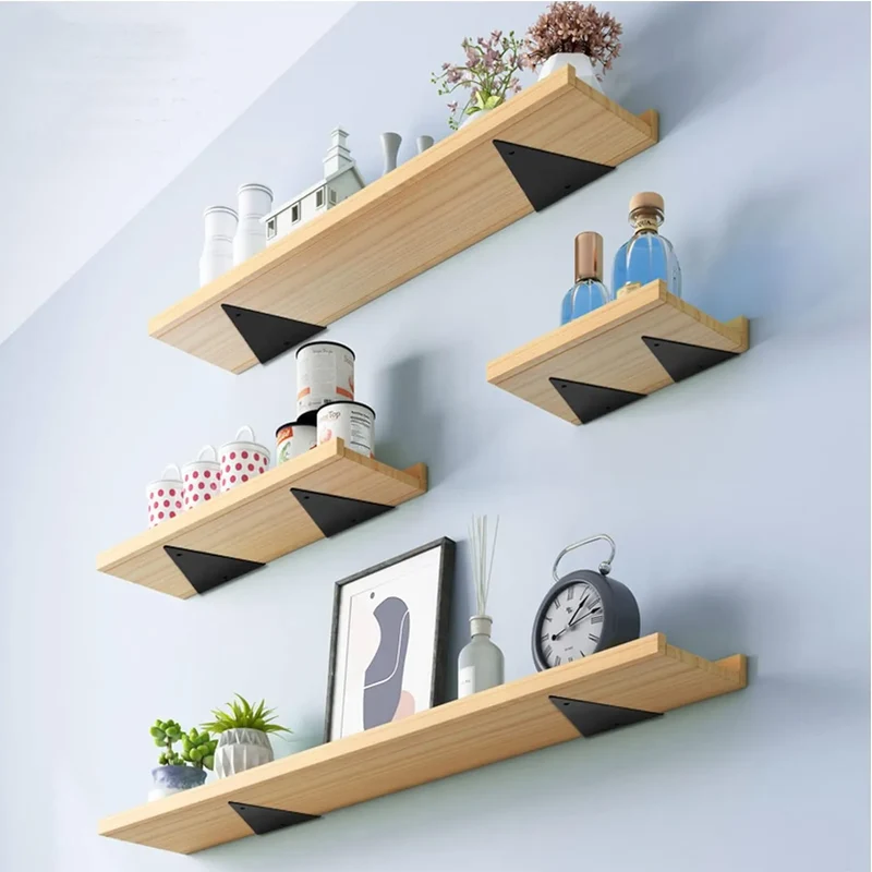 Lot de 2 Support d'étagère triangulaires en acier noir