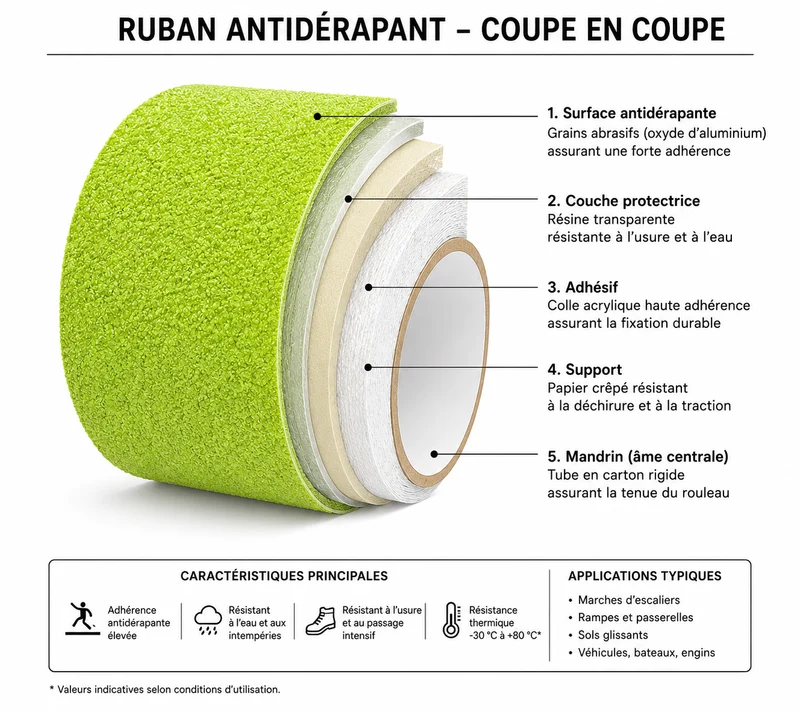 Ruban Antidérapant BOSS TAPE Phosphorescent 25-50mmx5m – Escaliers