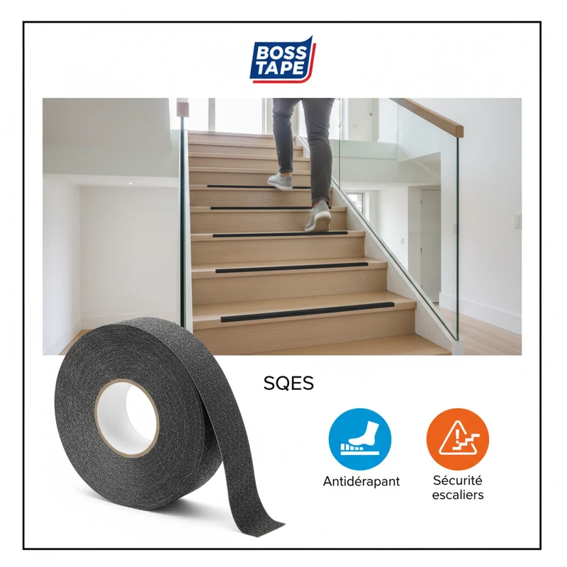Ruban Antidérapant BOSS TAPE Noir 25mm x 5m – Sécurité Escaliers